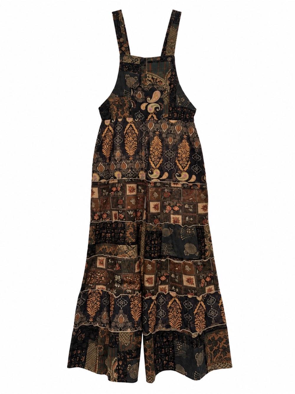 YAK & YETI Boho Floral Paisley Wide Leg Overalls Jumpsuit S/M L/XL🛍️